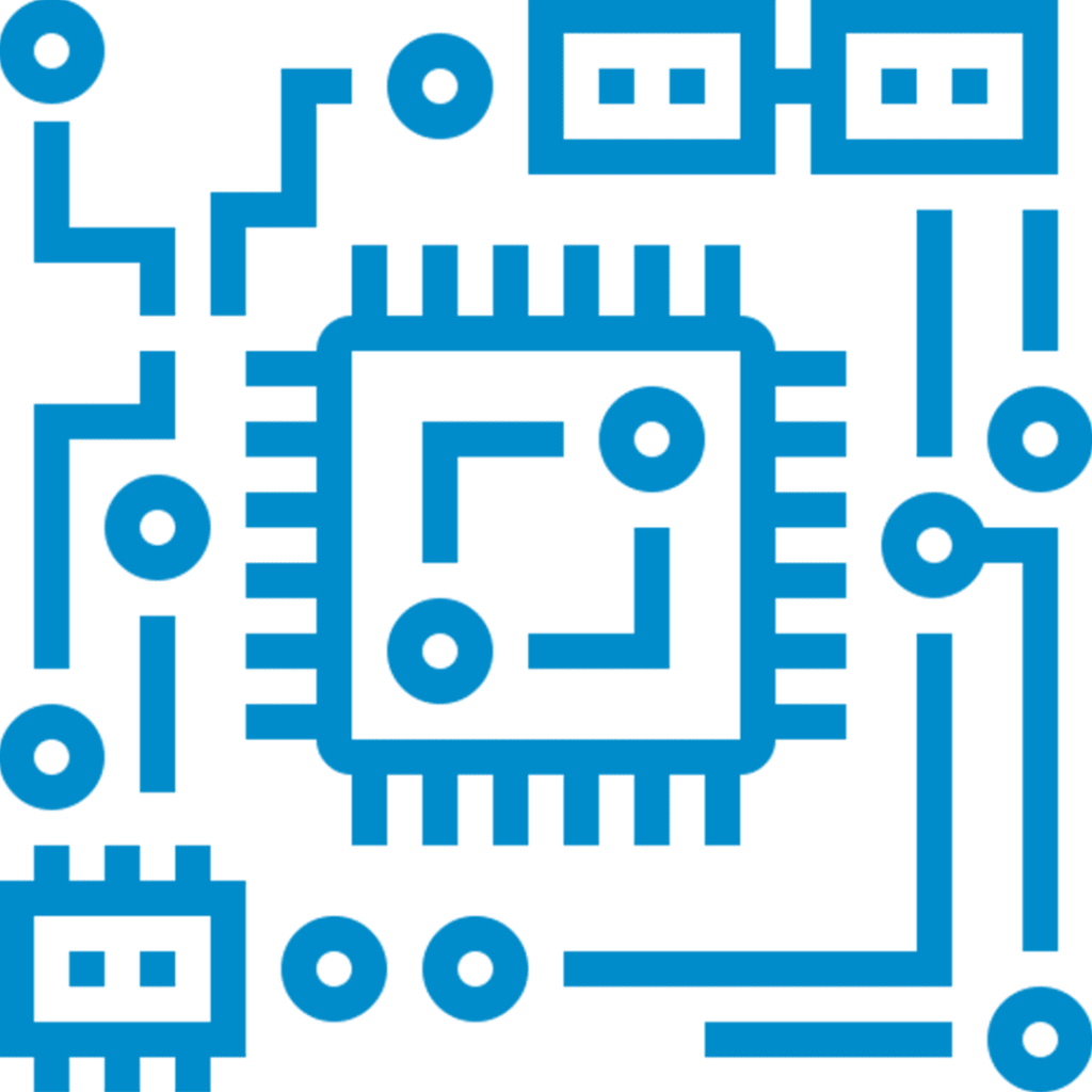 Blue circuit board icon